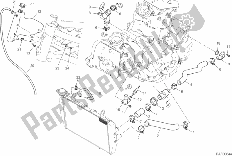 Tutte le parti per il Circuito Di Raffreddamento del Ducati Multistrada 950 Brasil 2019